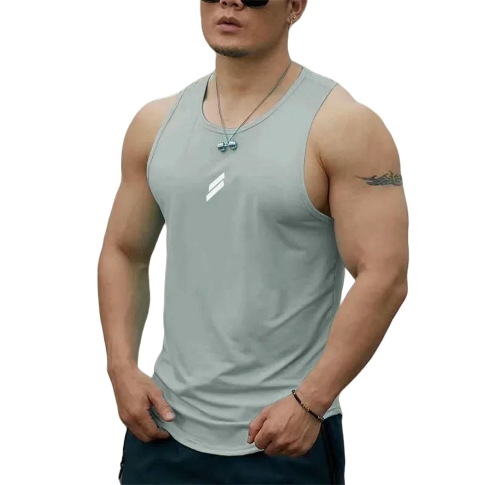 Kamizelka fitness na lato, męska tank top casualowy okrągły dekolt siateczka koszulka sportowa top fitness top bez rękawów kamizelka szybkoschnąca niebieska XXL