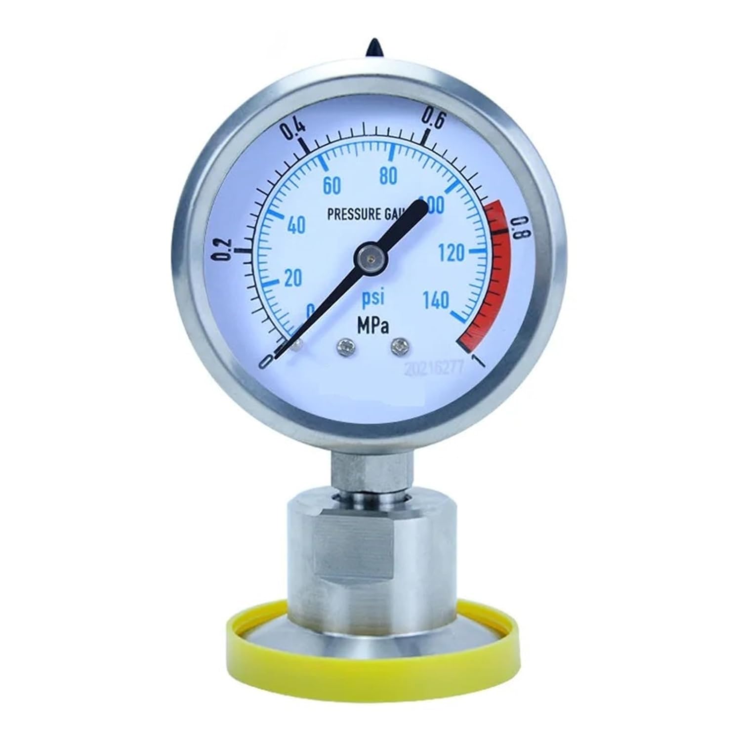YTP60 0-2.5Mpa Air Glycerol Free Pressure Gauge Dia 60mm Stainless Steel Diaphragm Oil Water Hydraulic Gauge YTP60 1Pcs(Axial,0-0.25Mpa)