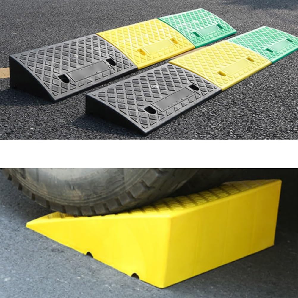 Genérico Rampa Amarilla para Silla de Ruedas de 50x22x5cm - Rampa Antideslizante para umbrales, Scooters y escalones, rampa portátil para bordillos de Entrada y Acceso a garajes, solución de Acceso d