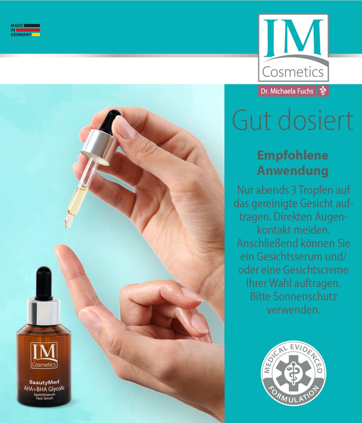 Genius IM Cosmetics BeautyMed AHA + BHA Glycolic Deluxe Set 2-tlg. Gesichtsserum & Reinigungsgel mit Salicylsäure gegen Pickel, Mitesser & unreine Haut- Gesichtspeeling Cleanser - Dr. Michaela Fuchs