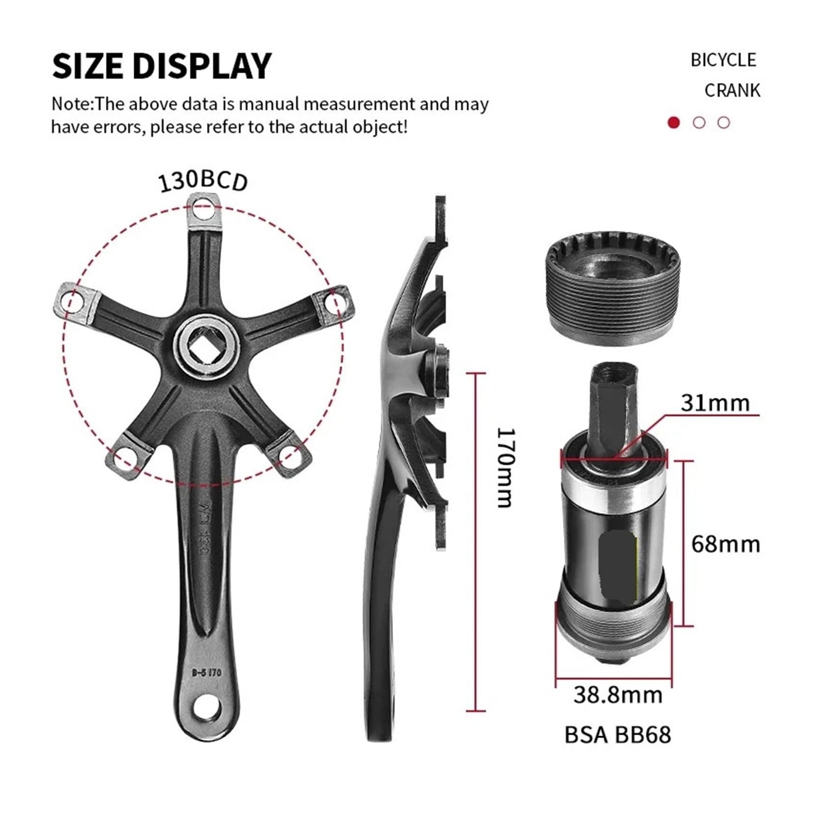 Korba rowerowa 130 Bcd 170 mm stop aluminium z łańcuchem 45T, 47T, 53T, 56T, 58T do rowerów składanych