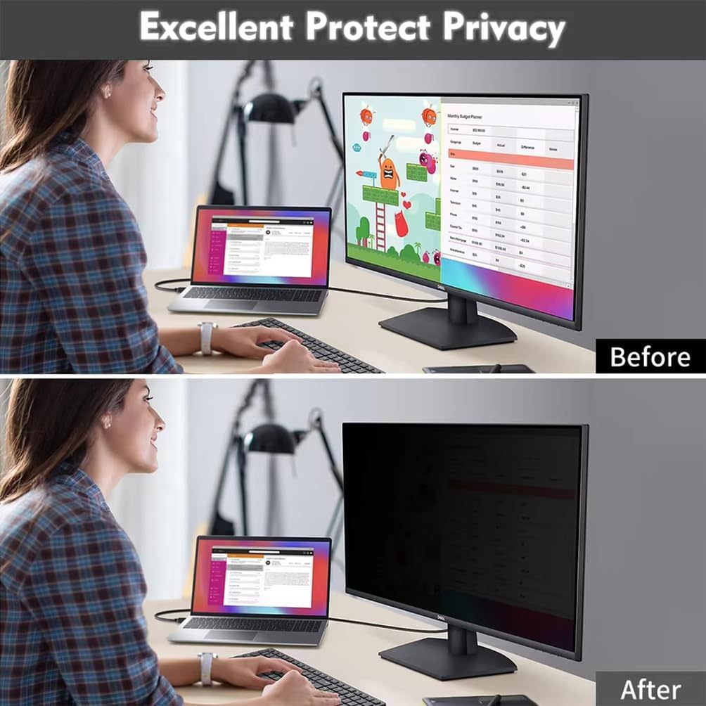 32" Magnetic Privacy Screen Blue Light Filter with Privacy, Stealth Shield Anti-Glare Technology, Magnetic Border for Modern Monitors, 16:9 Aspect,32inch(730mm/440mm)