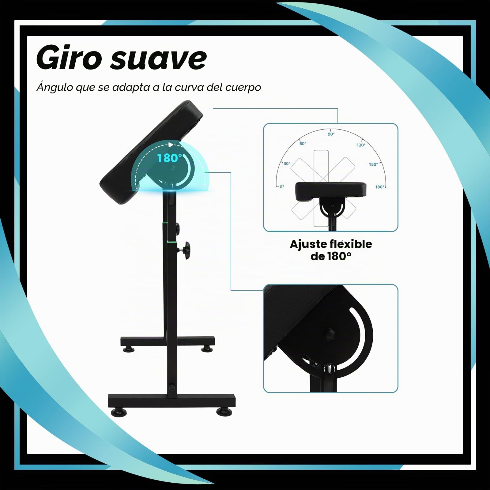 Soporte para reposabrazos de tatuaje, soporte profesional para mesa de tatuaje, soporte para piernas con inclinación de 180°, almohadilla de esponja, tamaño 70 x 40 x 5 cm, altura ajustable 69-102 cm