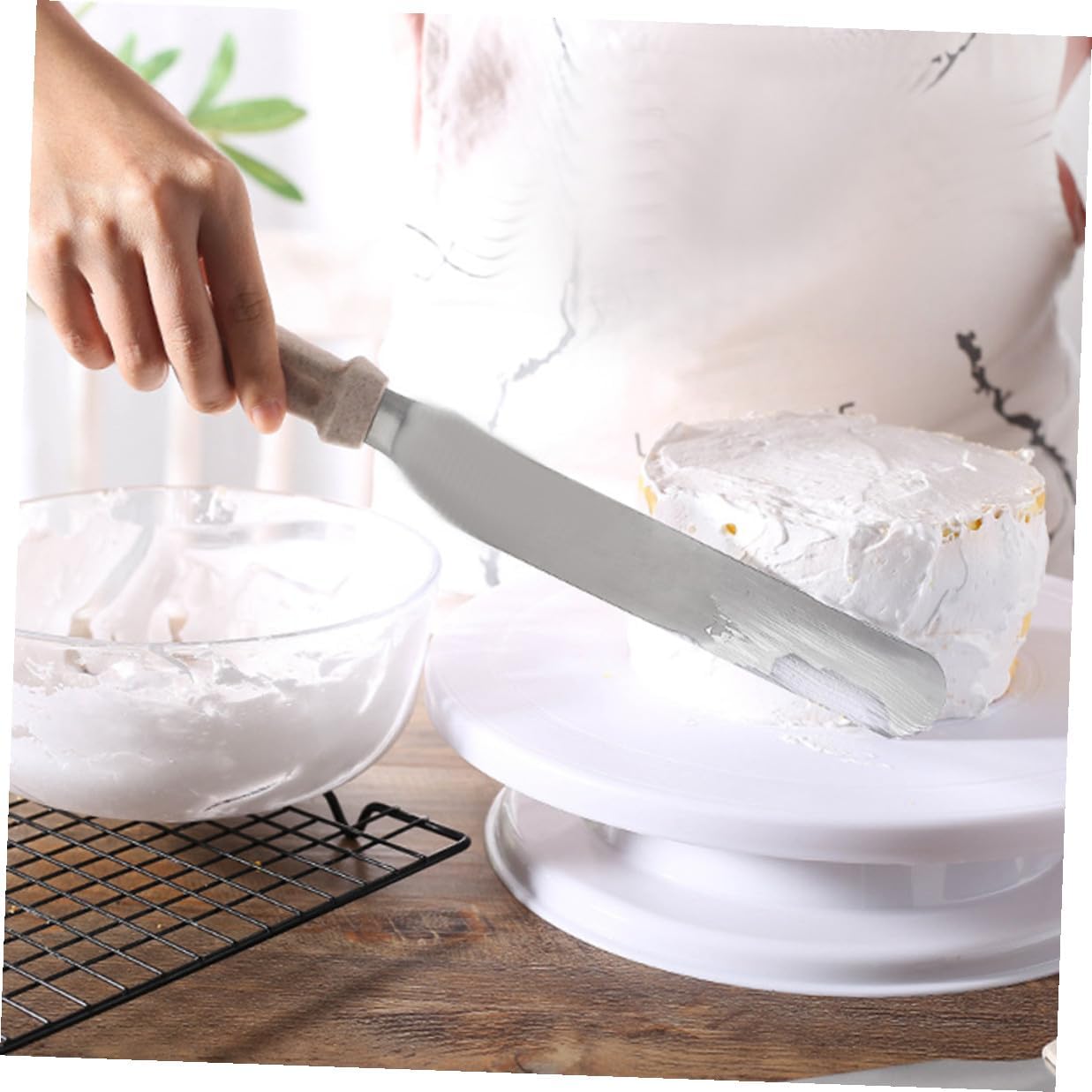 3pcs Baking Cake Spatula Stainless Steel Wheat Straw Silver