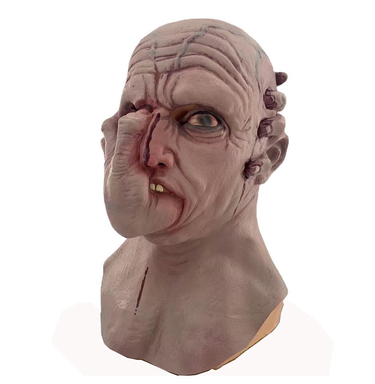 Halloween Terrifying Ghost Face Mask, Hand Grasping Face, Hand in Head, Latex Headcover for Costume Party, Haunted House Decoration, Prank Prop