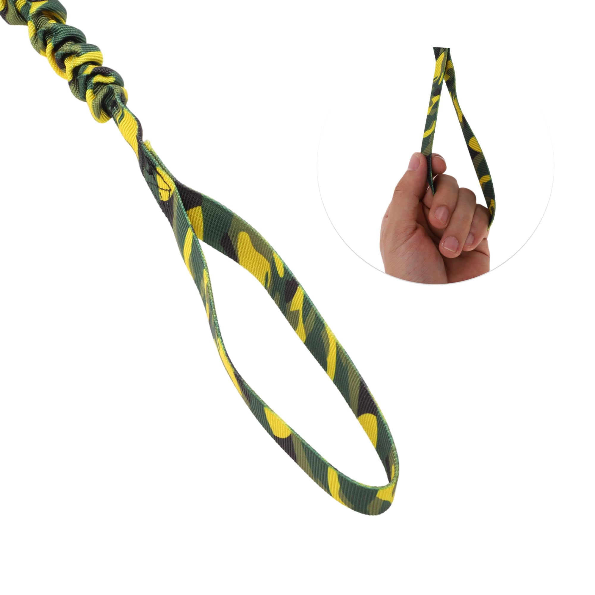 CAPASTEC Guinzaglio a Doppia Maniglia per Cani, Corda Elastico Nylon, Camouflage Giallo Verde, Lunghezza 110-160cm