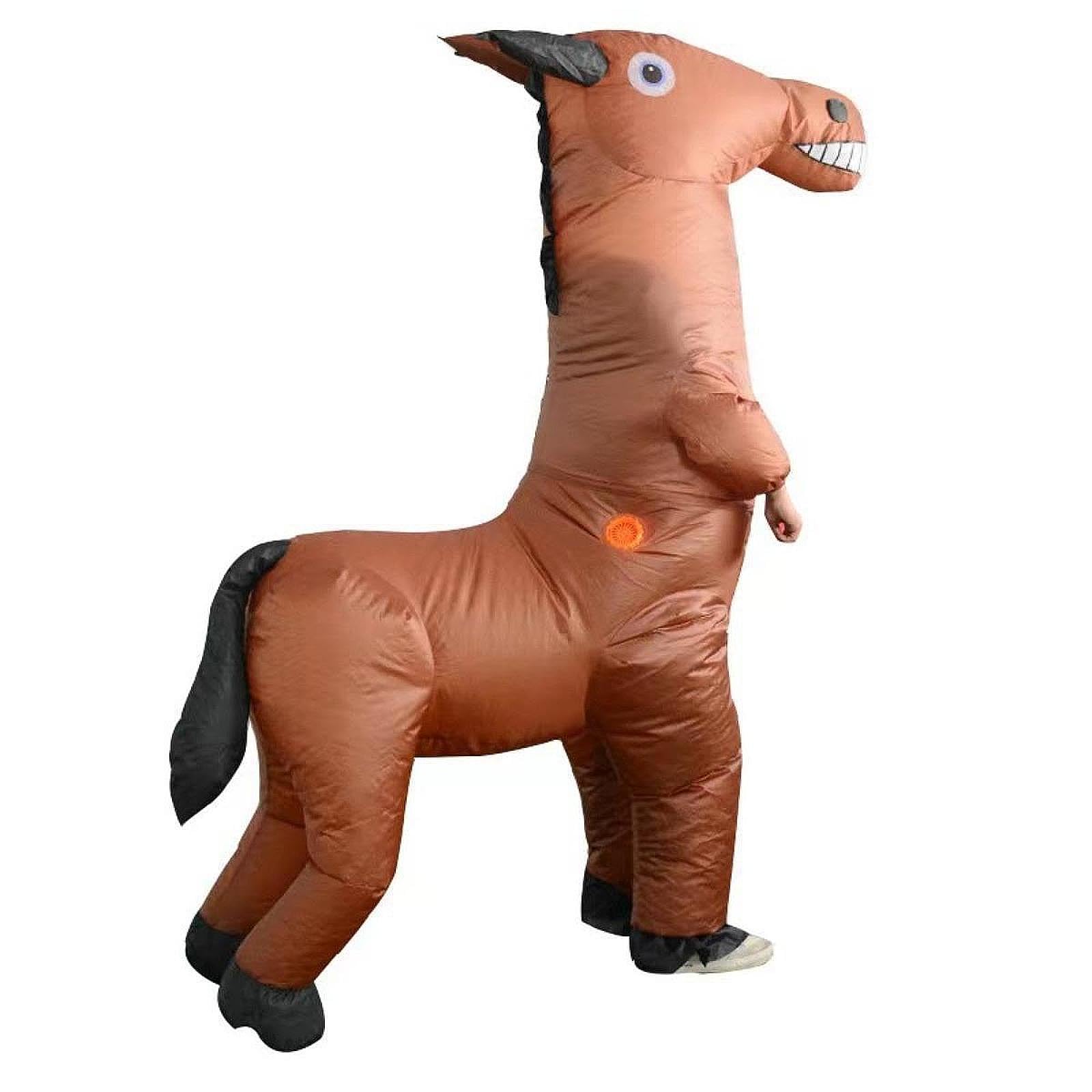 Costume Gonflable Cheval Déguisement Halloween Combinaison Animal de Ferme Accessoire Amusant en Polyester Portable Adapté pour Cosplay Carnaval Fête