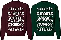 Vista 101 de Wild Bobby Why is The Carpet All Wet Todd Margo Couples Ugly Christmas Graphic Sweatshirts