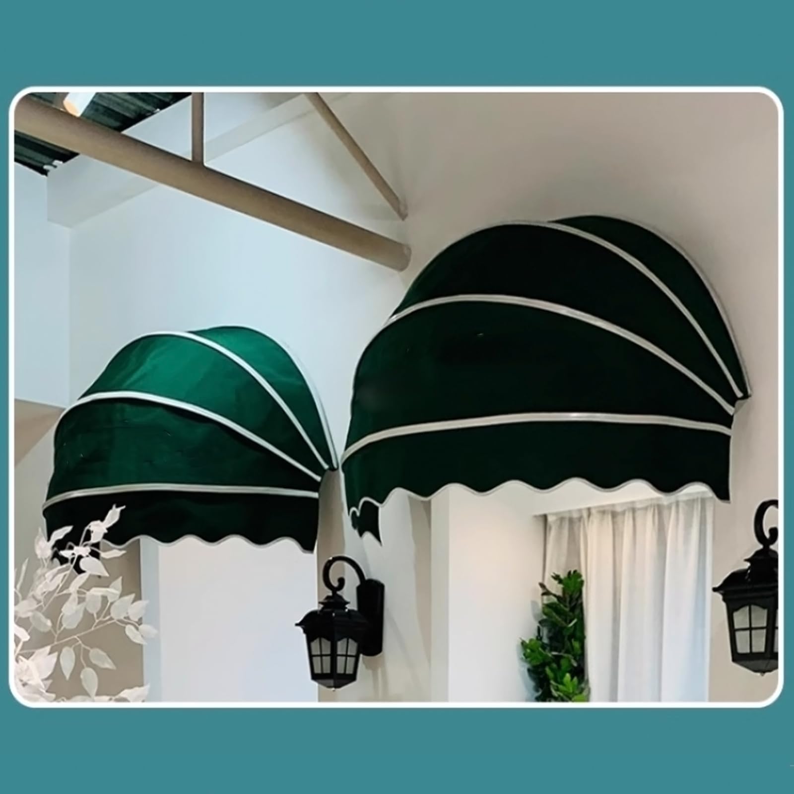 Tenda Cappottina da Sole per Esterno,Pieghevole Tettoia per Porta a Cupola,Tenda da Sole per Finestra Anti-UV,Riparo Retrattile,per Portico Patio,Completamente Assemblata (Diameter:150cm/59in,Green)