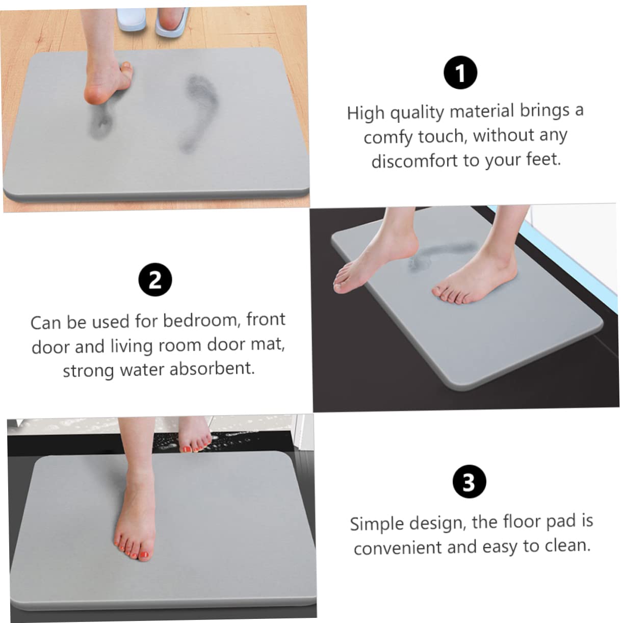 Cabilock Alfombra Antideslizante Alfombra De Ducha Alfombras De Baño para Bañera Esteras De Espuma Alfombra+Puerta+Exterior+Exterior Barro De Diatomeas Esponja Lujo Ligero