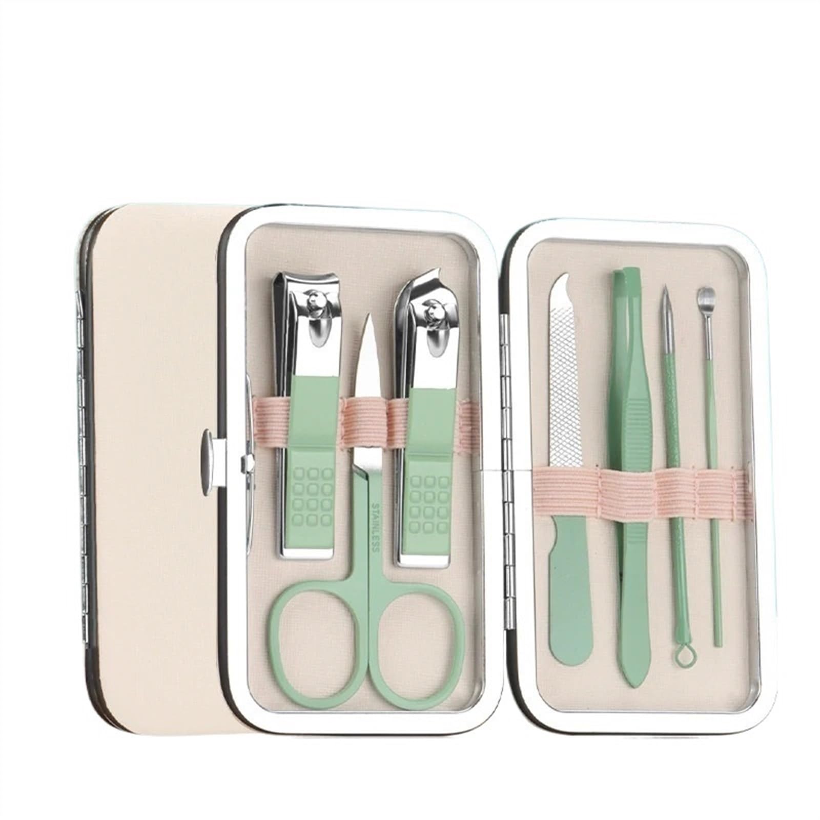 Set per Manicure Kit tagliaunghie portatile da 7 pezzi/set in acciaio inossidabile, strumenti for manicure da viaggio, strumenti for la pulizia delle orecchie, strumento for la cura delle unghie e ped