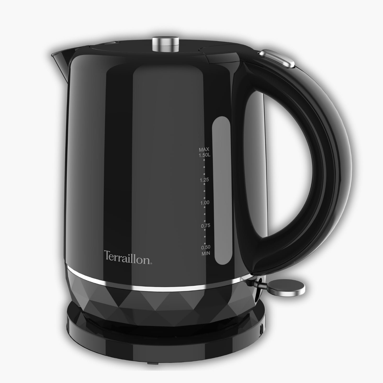 Bouilloire électrique noire Terraillon 1,5L 2200W base 360