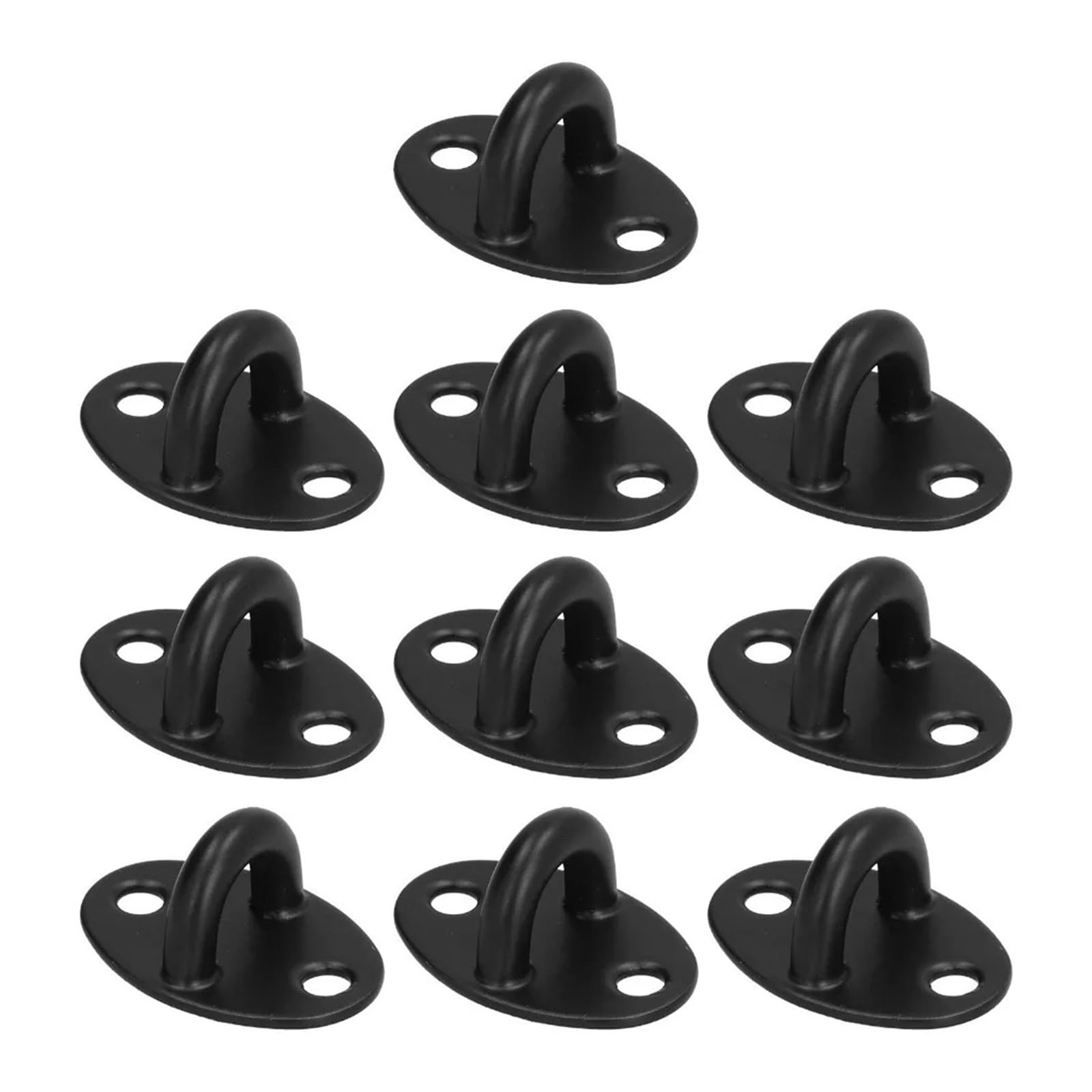 Vnakrny Eye Pate 24 Pcs Hooks Stainless Steel Ceiling Black Oval Eye Plate U Hook Wall Mount Hammocks Steel Screws Not Included
