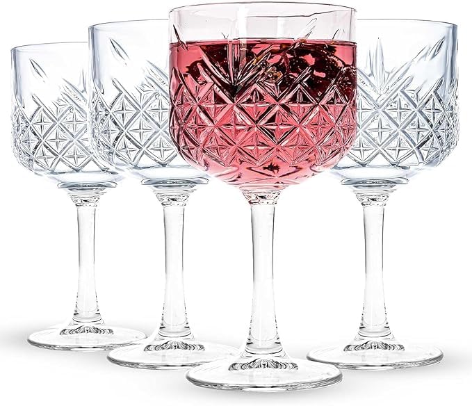 Image of Gin Glass Set - 2 Pieces, 500ml Crystal Clear Glasses - Elegant Lead-Free Crystal Drinkware for Gin, Cocktails & Spirits - Durable, Dishwasher Safe Barware