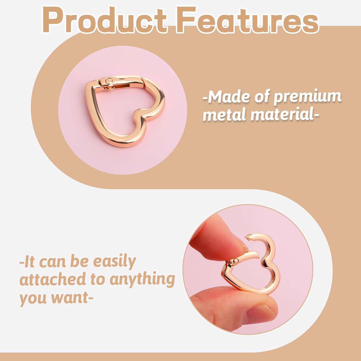 12pcs Heart Carabiner Clip,Alloy Mini Carabiner,2 Sizes Heart Keychains for Hiking Backpack,Car Charms,Purse Bling(Gold,Silver,Black) - Image 5