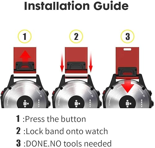 Vista 21 de NotoCity Compatible Fenix Band 26mm Width Soft Silicone Watch Strap for Fenix 5X Plus, 6X, 6X Pro, 3, 3 HR, Descent MK1, D2 Delta PX, D2 Charlie, 8