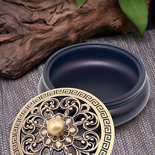 Incense Bowl, Vintage Incense Burner Holder, Incense Burner, Incense Holder, Aromatherapy Burner, Ash Catcher Tray Bowl, Charcoal Bakhoor Burner, Charcoal Sandalwood Burner, with Lid Brass Sculpture
