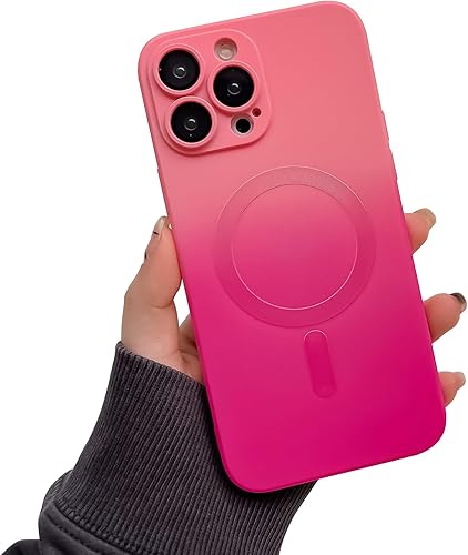 Jusy Funda para iPhone 12 Pro MaxCompatible con Magsafe, con protector de lente de cámara, funda magnética de silicona de color degradado, funda