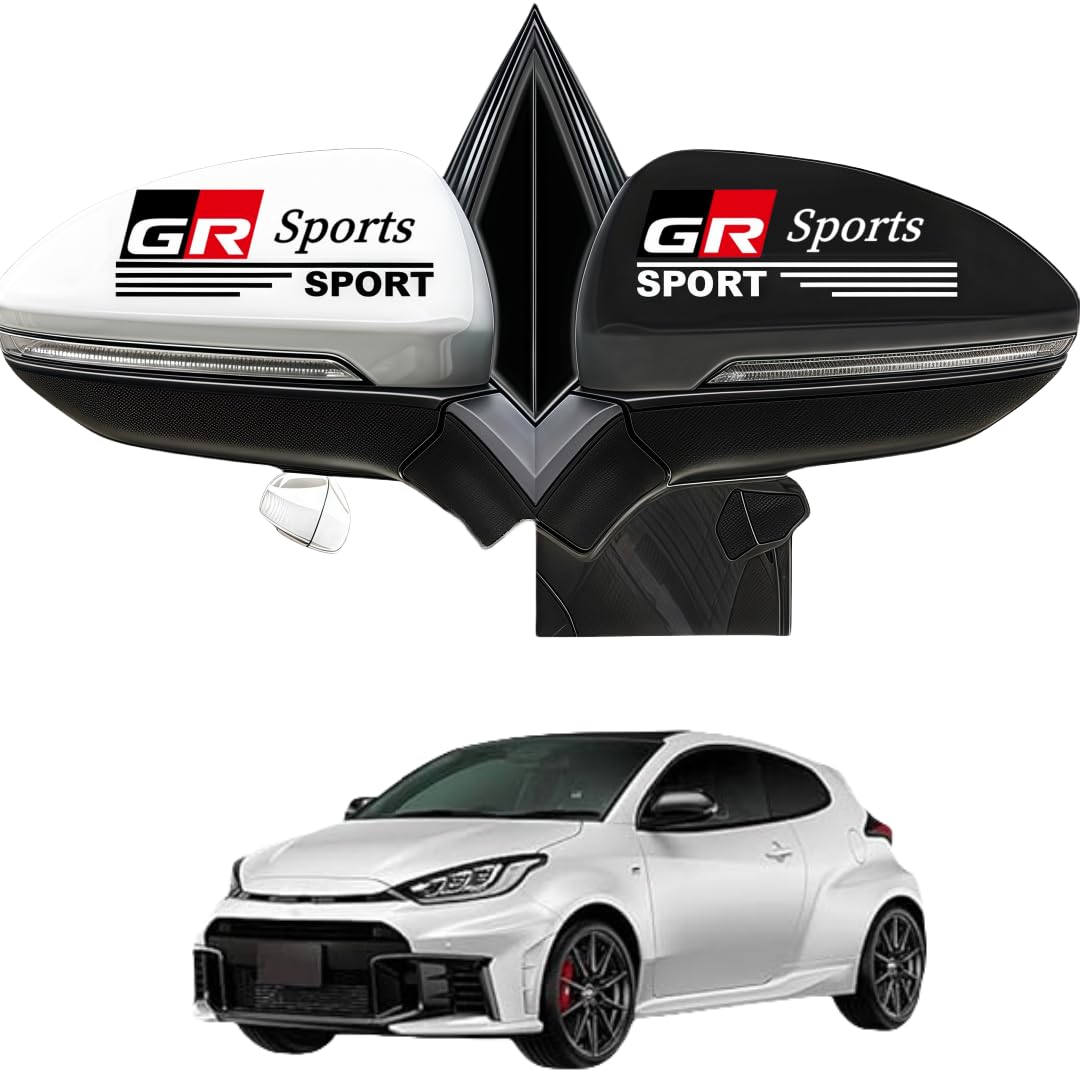 GR に適用 車用ミラー、車用バックミラー,サイドミラーレ サイドミラーステッカー スポーツステッカー 2枚 (黒, GR)