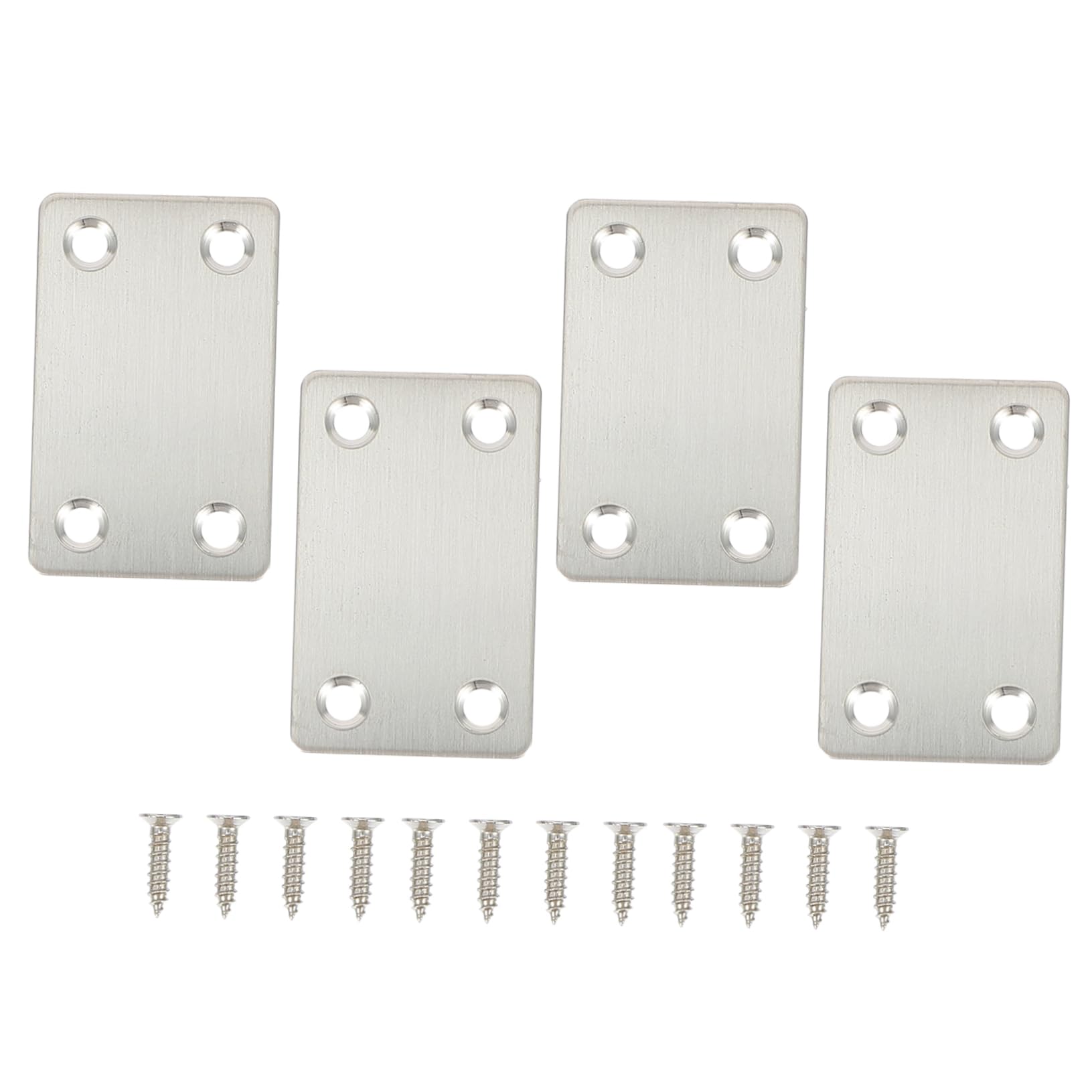 FUNOMOCYA 12pcs Pieces Furniture Fixing Accessories Stainless Steel Connections Steel Joining Plate Silver Stainless Steel Furnishing Straight
