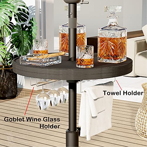 Sundale Outdoor Adjustable Umbrella Table, 23'' Portable Round Umbrella Table Tray for 1.5ft Umbrella Pole, Contains Fittings for Hanging Wine Glasses, for Beach Patio Poolside by Sundale Outdoor - Image 3