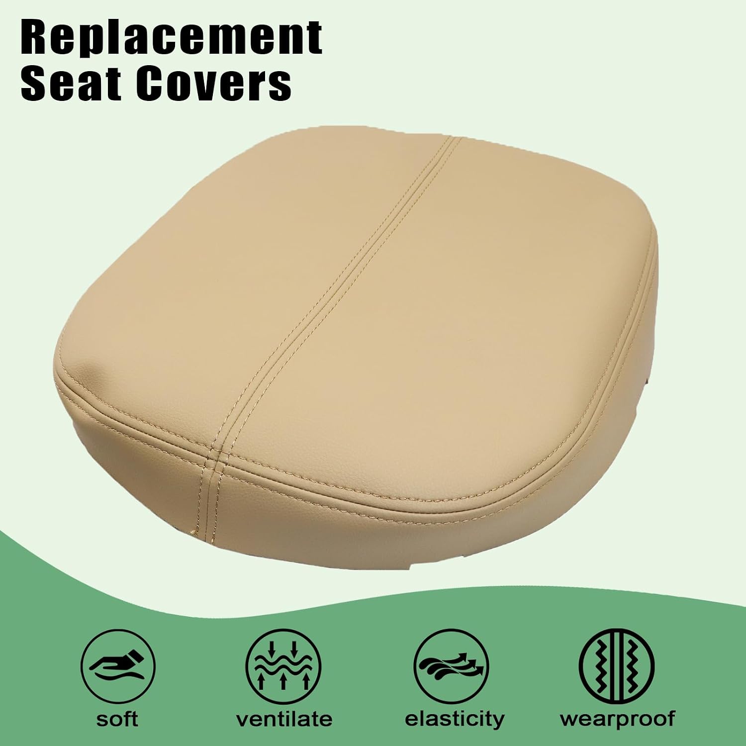 Priprilod Leather Center Console Lid Cover Armrest Beige Tan Compatible with Cadillac Escalade 2007 2008 2009 2010 2011 2012 2013 2014