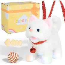 Interactive Electronic Plush Walking Cat with Sound and Light Paw