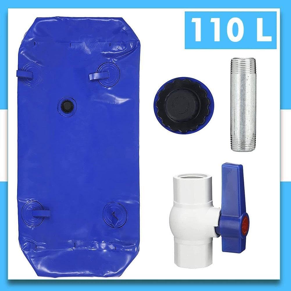 Serbatoio Acqua Portatile 110L PVC Pieghevole Blu - Per Campeggio, Emergenza, Giardinaggio - Foto 11