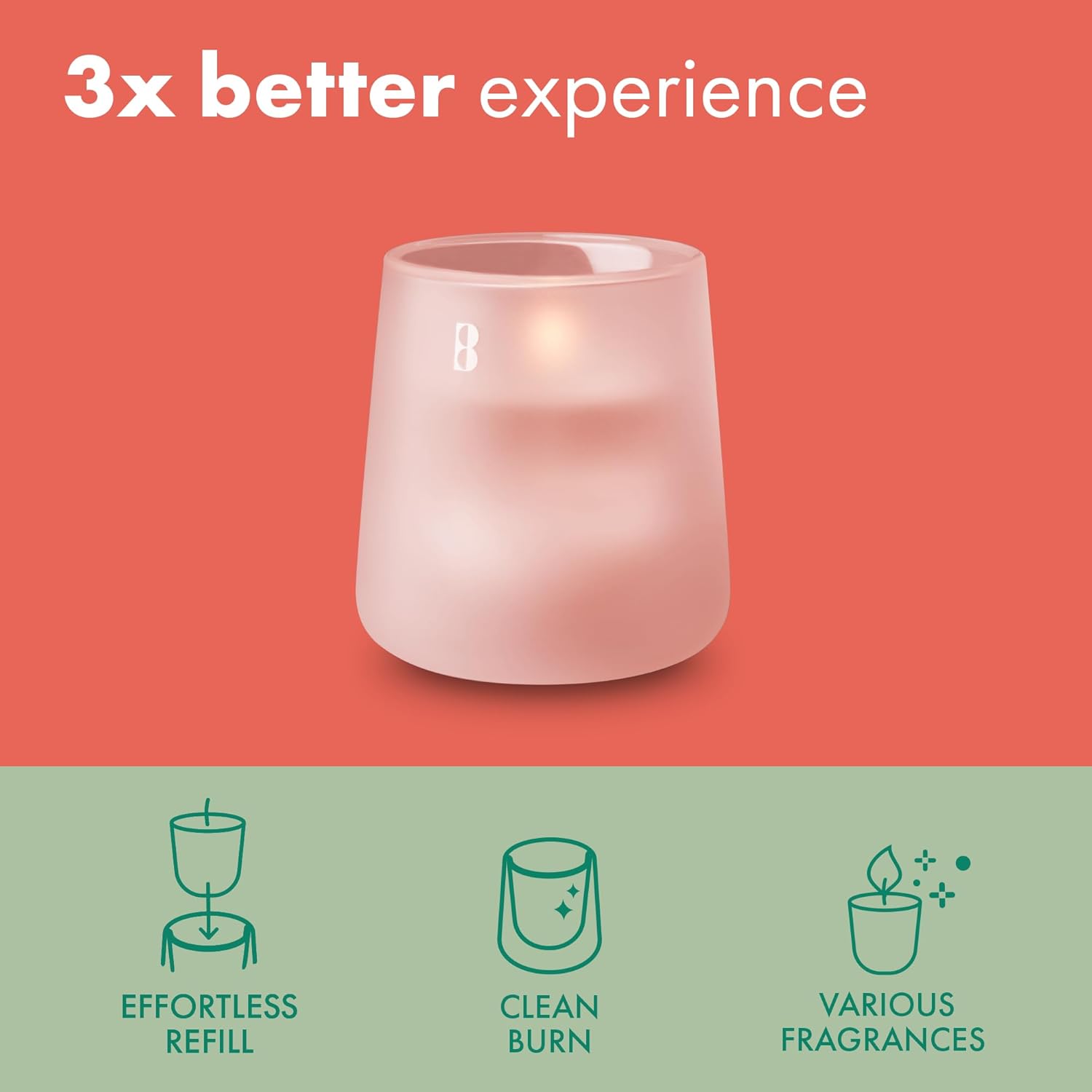 Bolsius - CleanLight Starter Set - Refillable Scented Candle - Holder & 9 Refills - Multiple Fragrances - White - Burn Time 20 Hours - Natural Plant Wax - Sustainable Concept