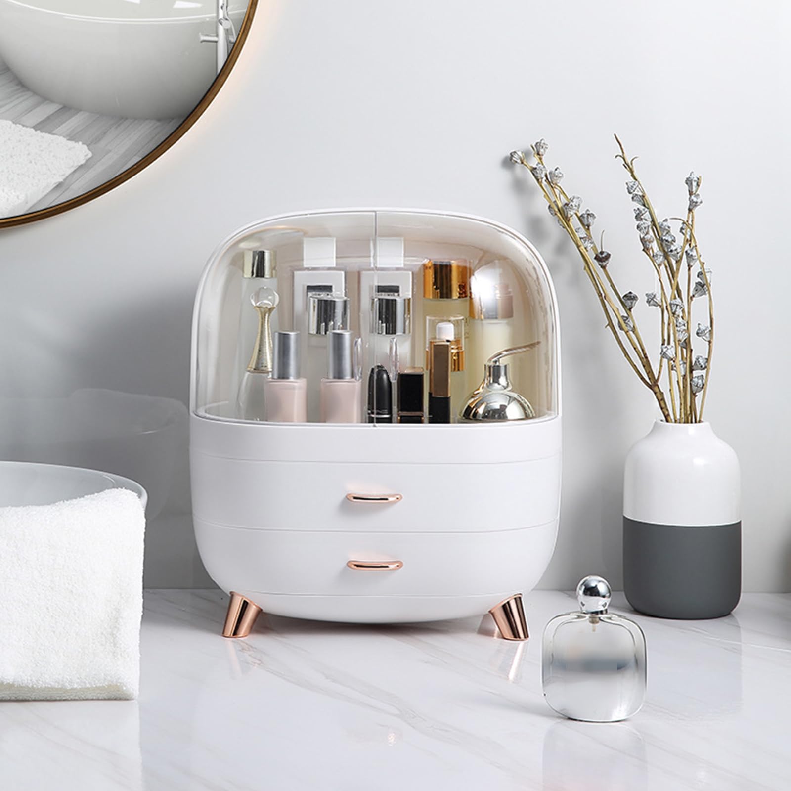Contenedor de maquillaje que ahorra espacio, caja de joyería, a prueba de