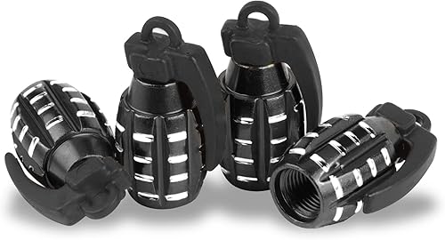 SINGARO - 4 tapas de vástago de válvula de aluminio, granada de mano decorativas para válvulas de neumáticos, adecuadas para coches, camiones, SUV,