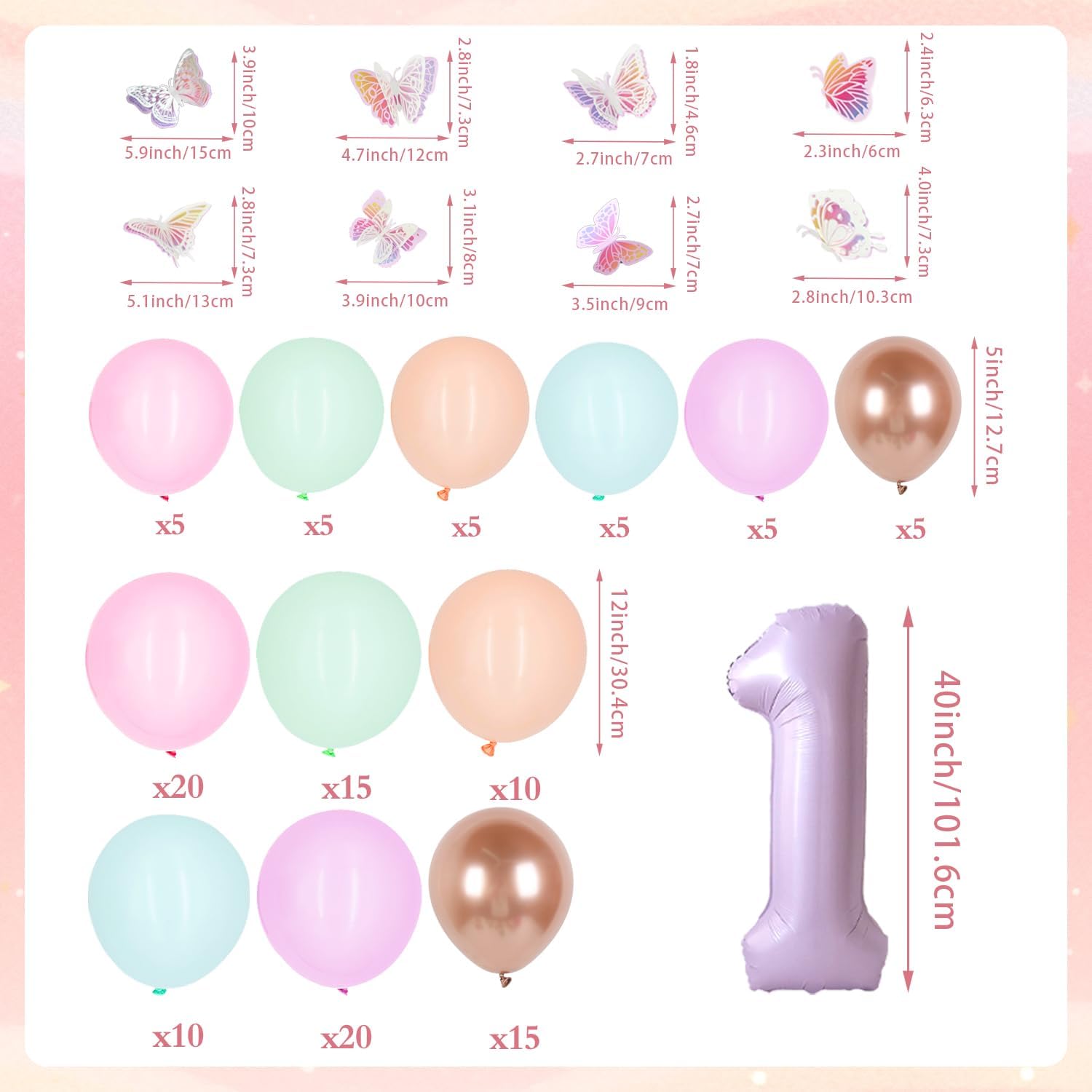 Fairy First Birthday Decorations 167Pcs Floral Fairy Themed 1st birthday Party Decorations Include Banner Balloon Arch Kit Boxes Backdrop Cake Topper Paper Tassels for Birthday Party Decorations - Image 4