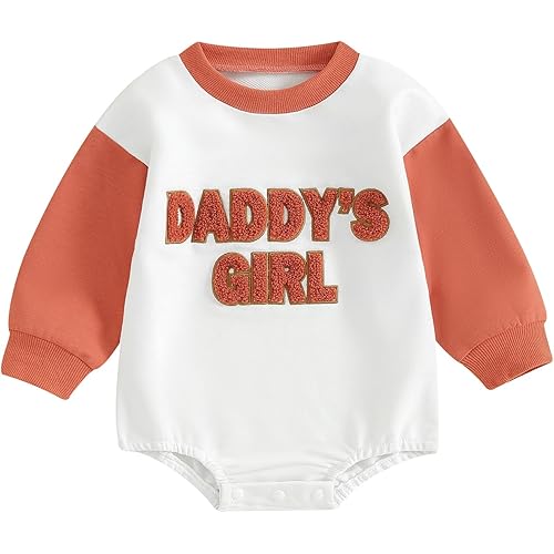 Newborn Baby Girl Romper Daddys Girl Clothes Long Sleeve Round Neck Romper Toddler Girl Outfit