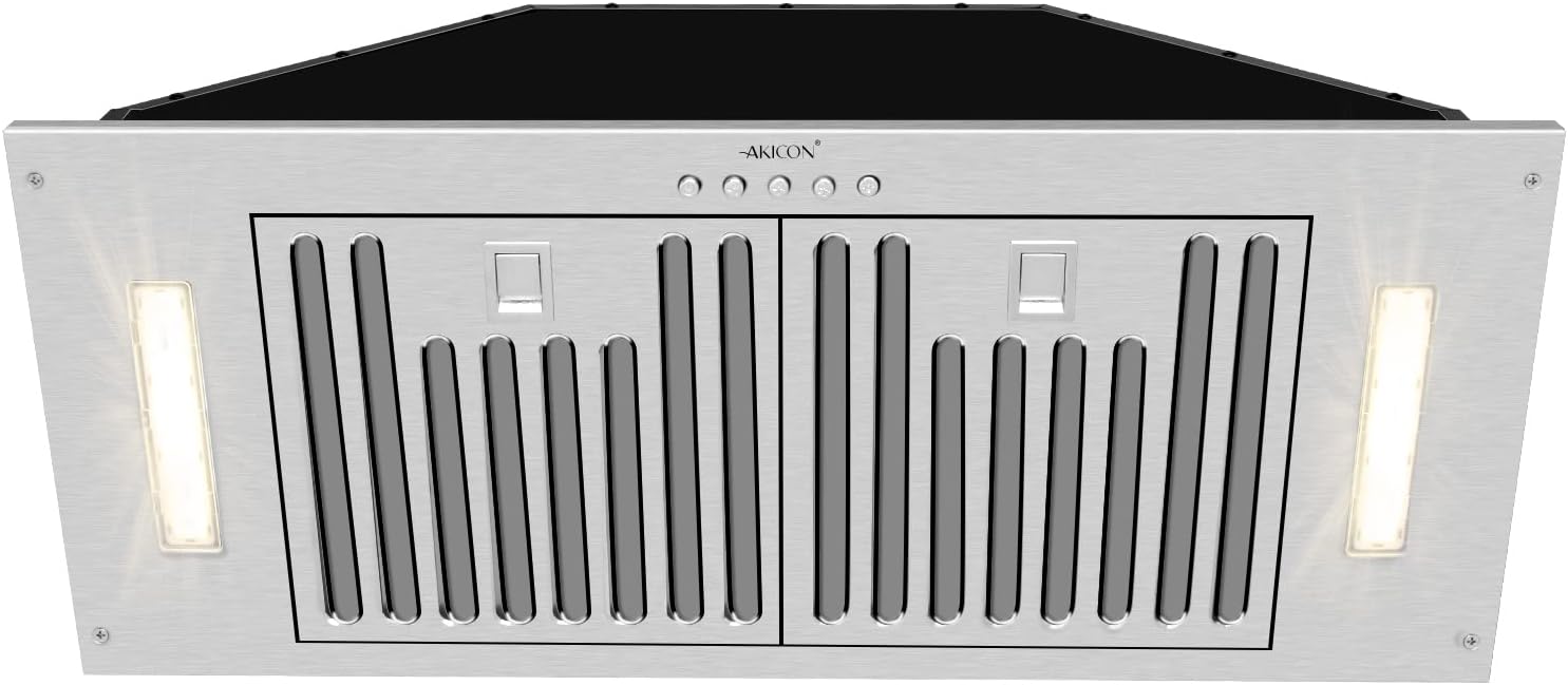 Akicon 30 Inch Range Hood Insert, Ultra Quiet Stainless Steel Ducted Insert/Built-in Kitchen Vent Hood with Powerful Suction, LED Lights and Dishwasher Safe Filters, 3-Speeds 600 CFM