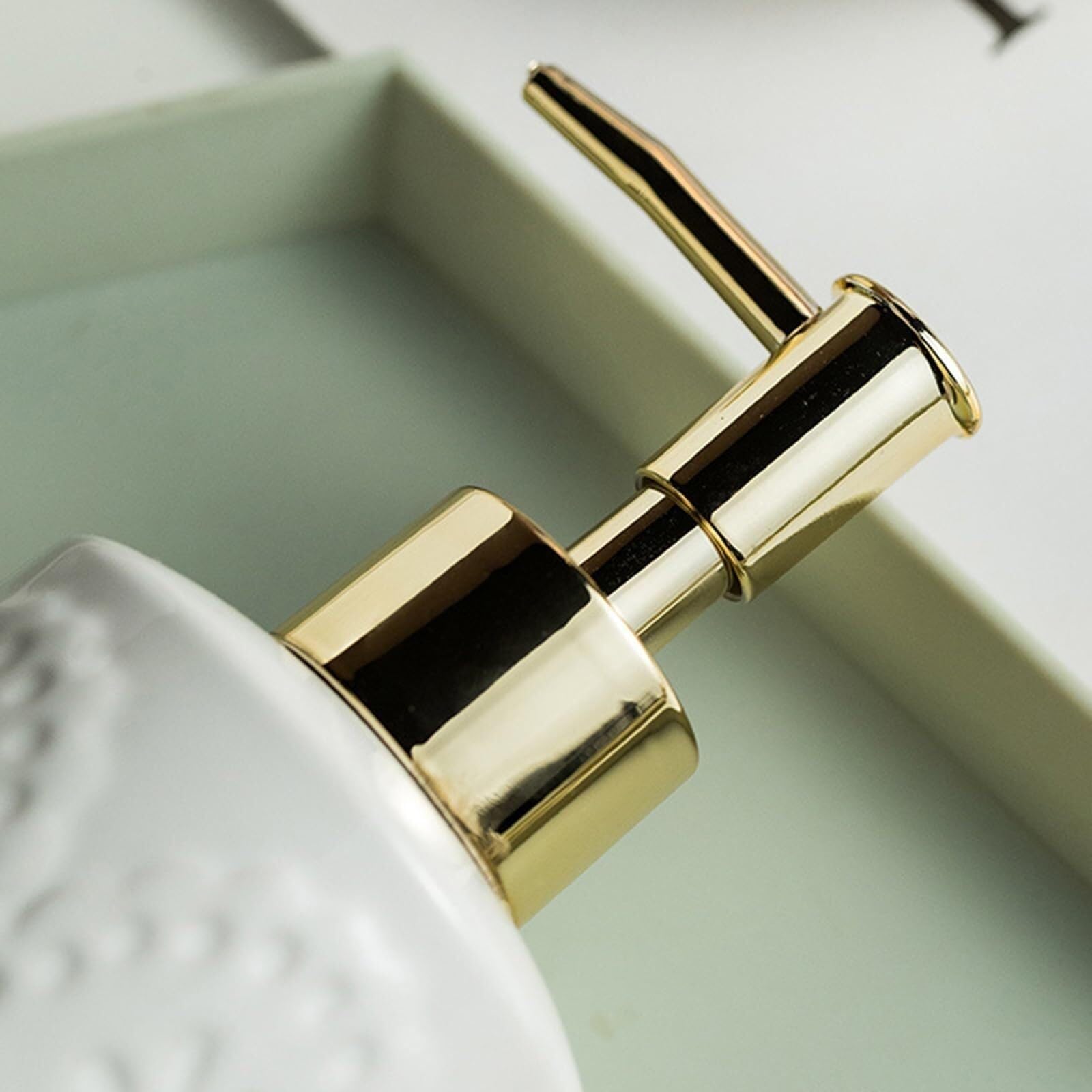 Set di accessori per il bagno Set di dispenser sapone e bicchiere for spazzolino da denti in ceramica appoggio for liquidi o lozioni costiere Arredamento per gli affittuari(Beige)