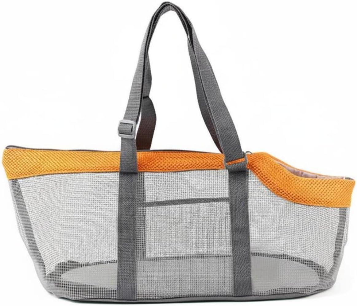 Gralara Cat Carrier Carrier Shoulder Tote with Breathable Mesh Panels Soft Sided Frame Portable Fold Flat Lightweight Polyester Suitable for Shopping Errands, Gray Yellow, S