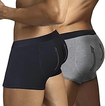 ARIUS Men's Padded Buttocks Boxer Shorts with Back Padding to Increase Volume and Waist - Underwear with Pads for Men - Pack of 2