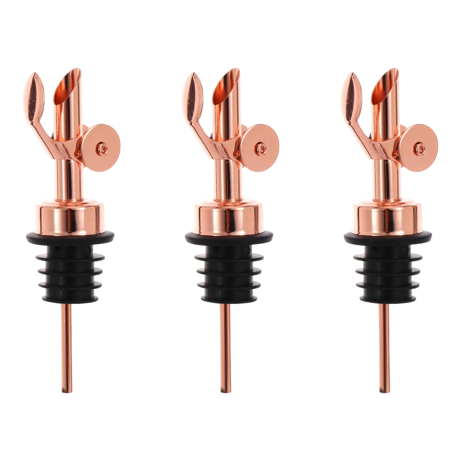Shurhome Nonrust Steel Automatic Wine Pourers 3Pcs Leak Proof Oil Spouts Dispenser with Auto Closing Lid for Home Kitchens Automatic Wine Pourer Nonrust Steel