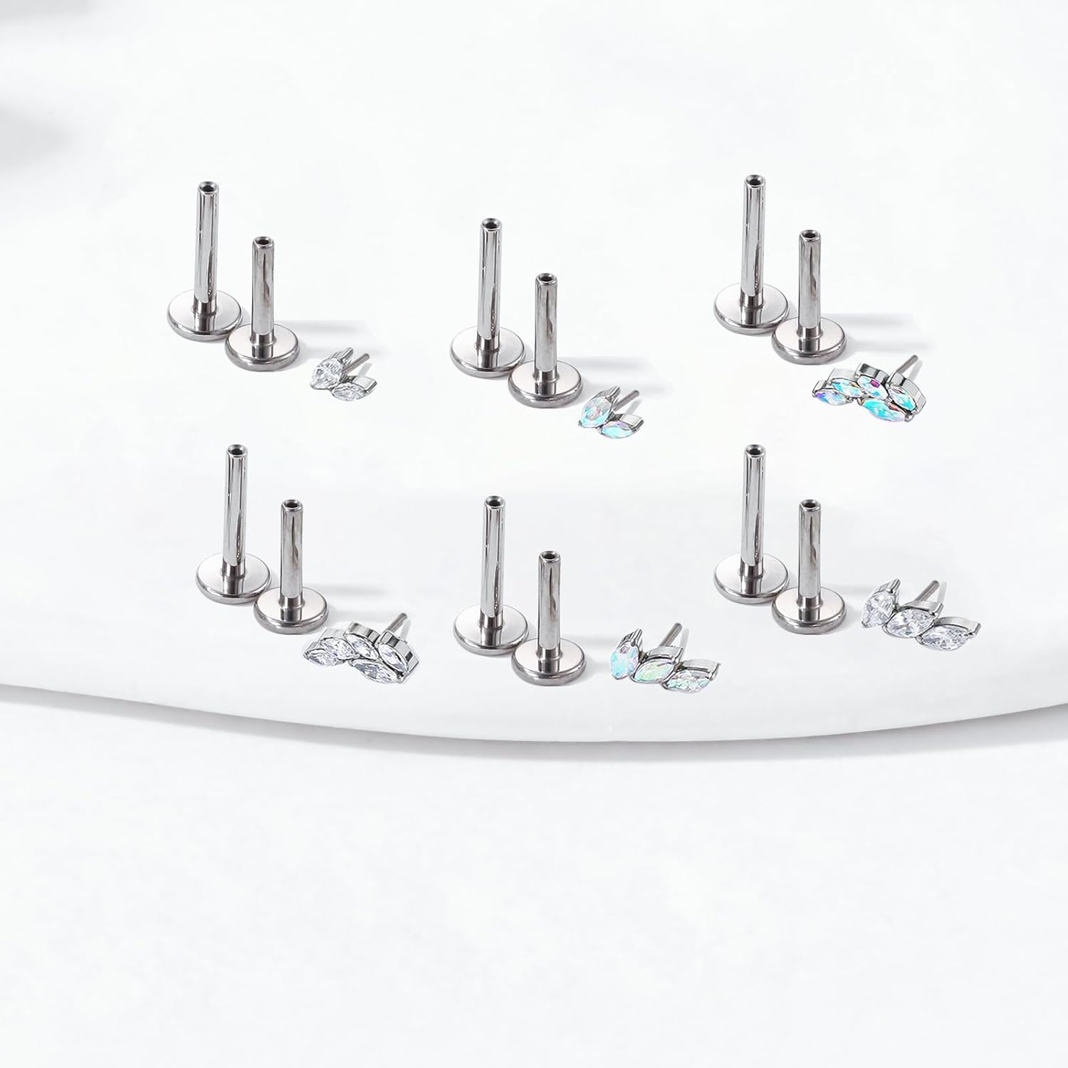 G23 Titanium Flat Back Earrings Studs 16g F136 Implant Grade Titanium Labrets Press Fit Threadless Push In Dainty Cartilage Helix Conch Lobe Lip Tragus Piercing Jewelry - Image 3