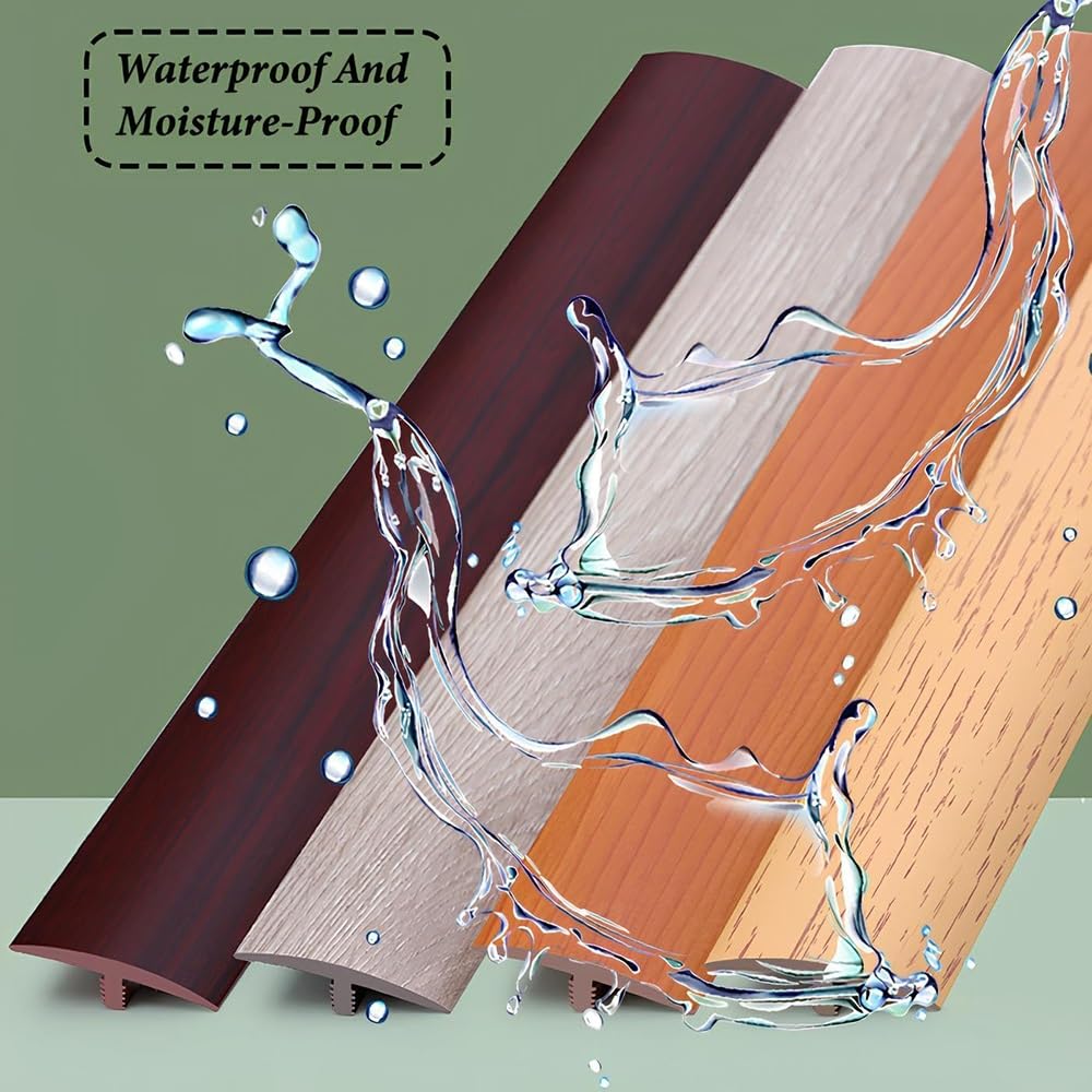 Bande De Transition De Sol En PVC, Barre De Seuil De Sol En Forme De T, Bande De Séparation Plate En Bois Pour Carrelage, Bandes De Connexion D'espacement De Sol(Black walnut,3PCS-L 90cm/36inch)