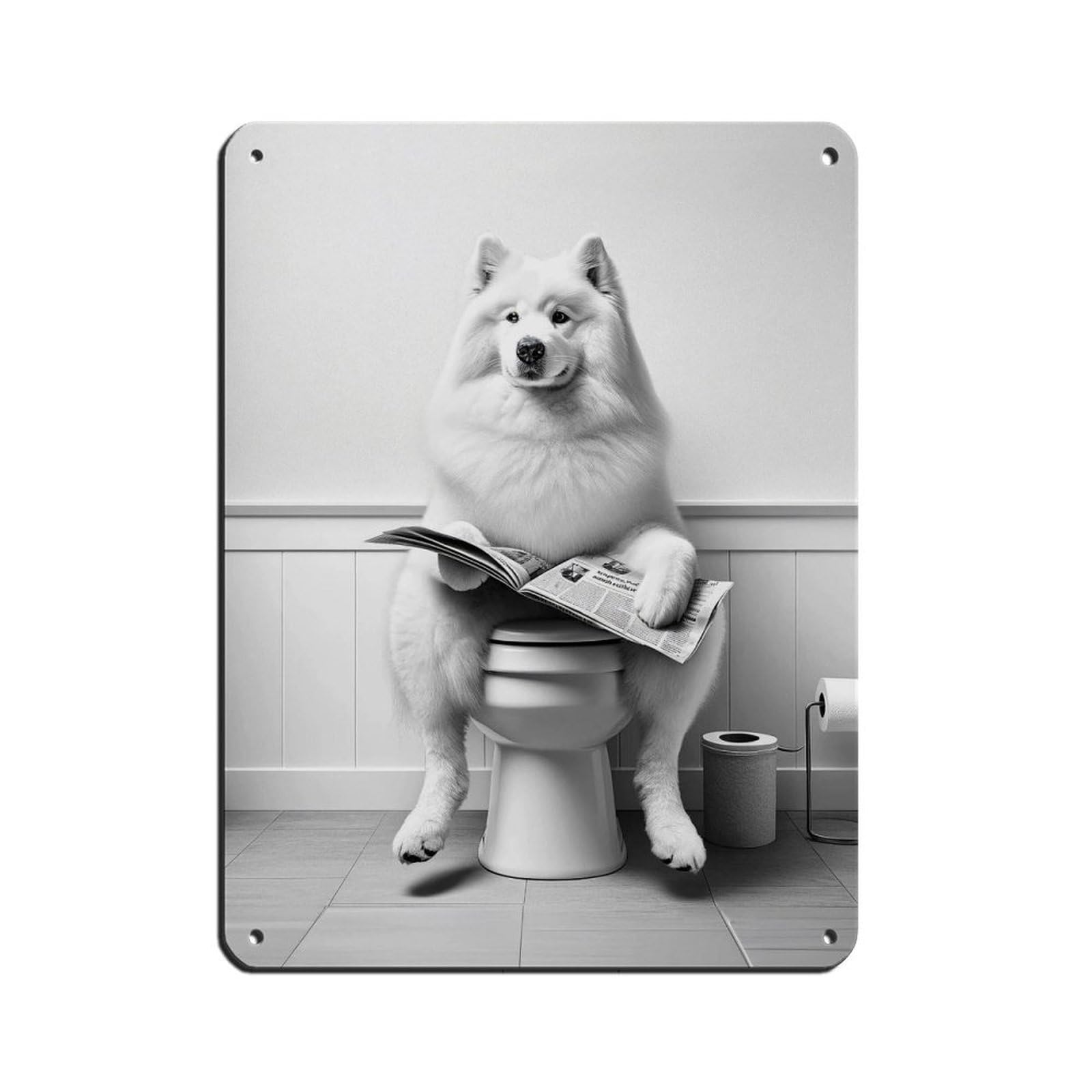 Lxwnze 30L X 40W Cm Samoyed, Funny Bathroom Decor Retro Poster Metal Tin Sign Chic Art Retro Iron Painting Bar People Cave Cafe Family Garage Poster Wall Decoration 12X16inch(30X40cm)