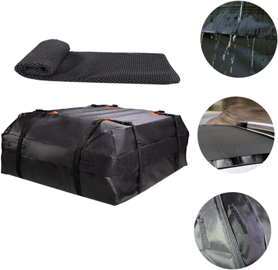 Cabilock Car Roof Bag Oxford High Capacity Vehicle Cargo Carrier with Anti-Skid Pad Foldable Design Luggage Storage for SUV Camping Travel