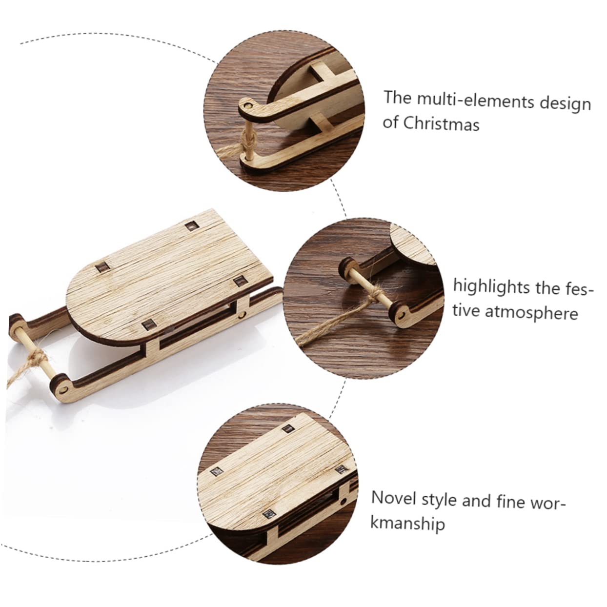 Cabilock 10Pcs Christmas Sleigh Miniature Wooden Sleighs Model Mini Sled Ornament DIY Crafts Tabletop Wood Sleighs Christmas Tree Hanging Decoration - Image 4