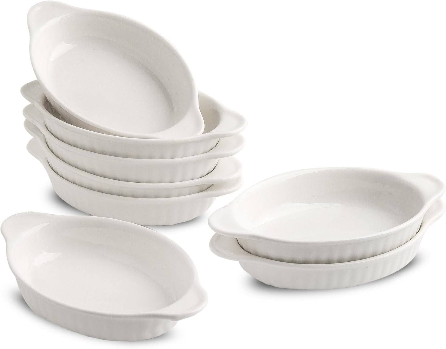UIBFCWN Ceramic Au Gratin Baking Dishes, Set of 8 Oval