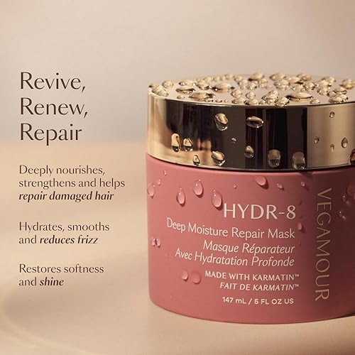 Miniatura 5 de VEGAMOUR HYDR-8 - Mascarilla reparadora de humedad profunda, mascarilla para el cabello acondicionador profundo formulada sin sulfatos para cabello