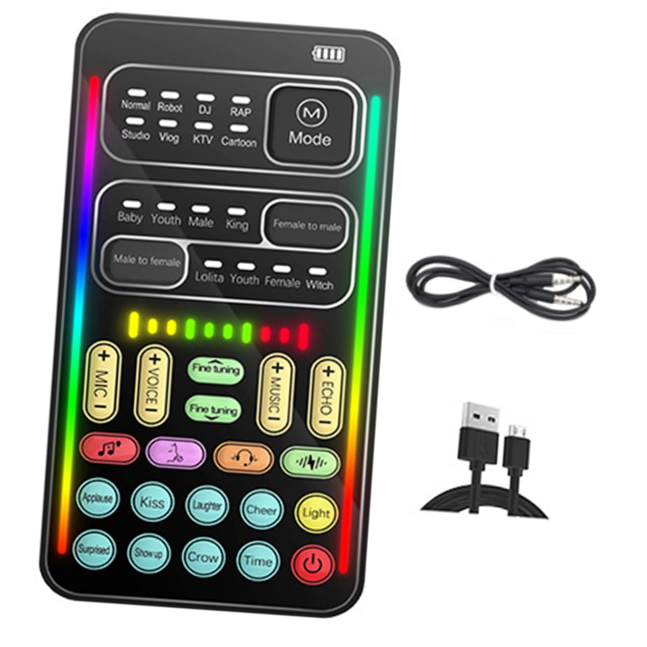 KICHOUSE Mini Voice Changer Sound Card for Boys and Girls and Adults Portable Voice Changing Device Sound Effects for Live Streaming and Gaming Compact Mobile and Computer Connection Tool-image-22