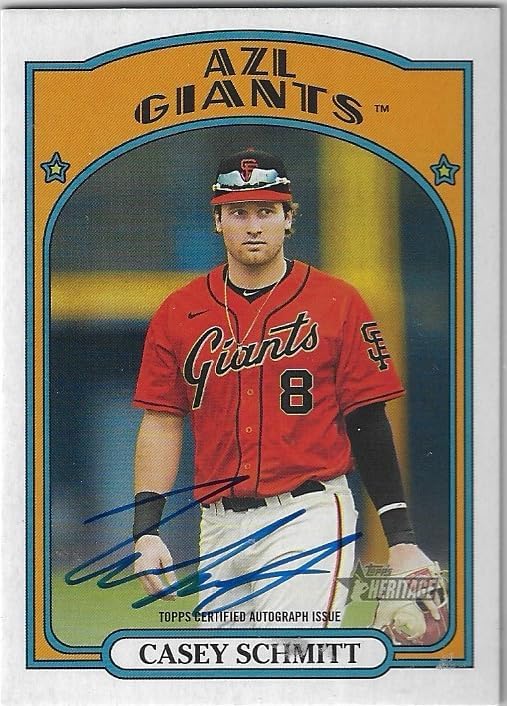 Casey Schmiitt Autographed Real Ones Auto Collectible Baseball Card - 2021 Heritage Minors Baseball Card #ROA-CS (Giants)