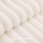 decorUhome Fall Cream White Faux Fur Throw Pillow Covers 18x18 Set of 2 | Velvet Decorative Pillow Covers, Fuzzy Striped Soft Cushion Covers Pillow Cases for Sofa, Bedroom, Living Room Home Decor
