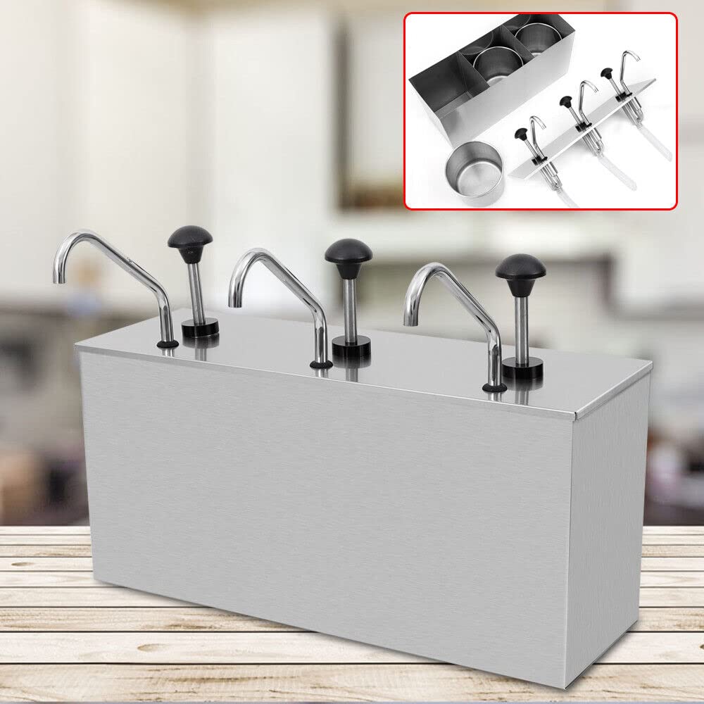 Dispenser per salsa in acciaio inox, senape, ketchup, distributore di salsa per ketchup maionese, per impianti di panetteria, attrezzature occidentali e ristoranti (3 x 4 l)