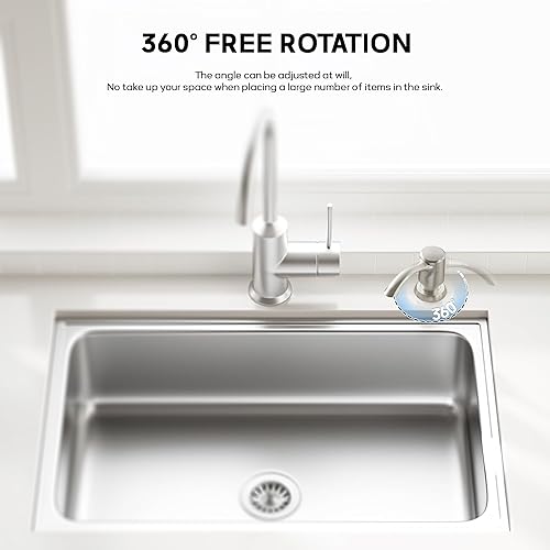 Miniatura 2 de SAMODRA Dispensador de jabón integrado para fregadero de cocina con kit de tubo de extensión, acabado de níquel cepillado, diseño a prueba de fugas,